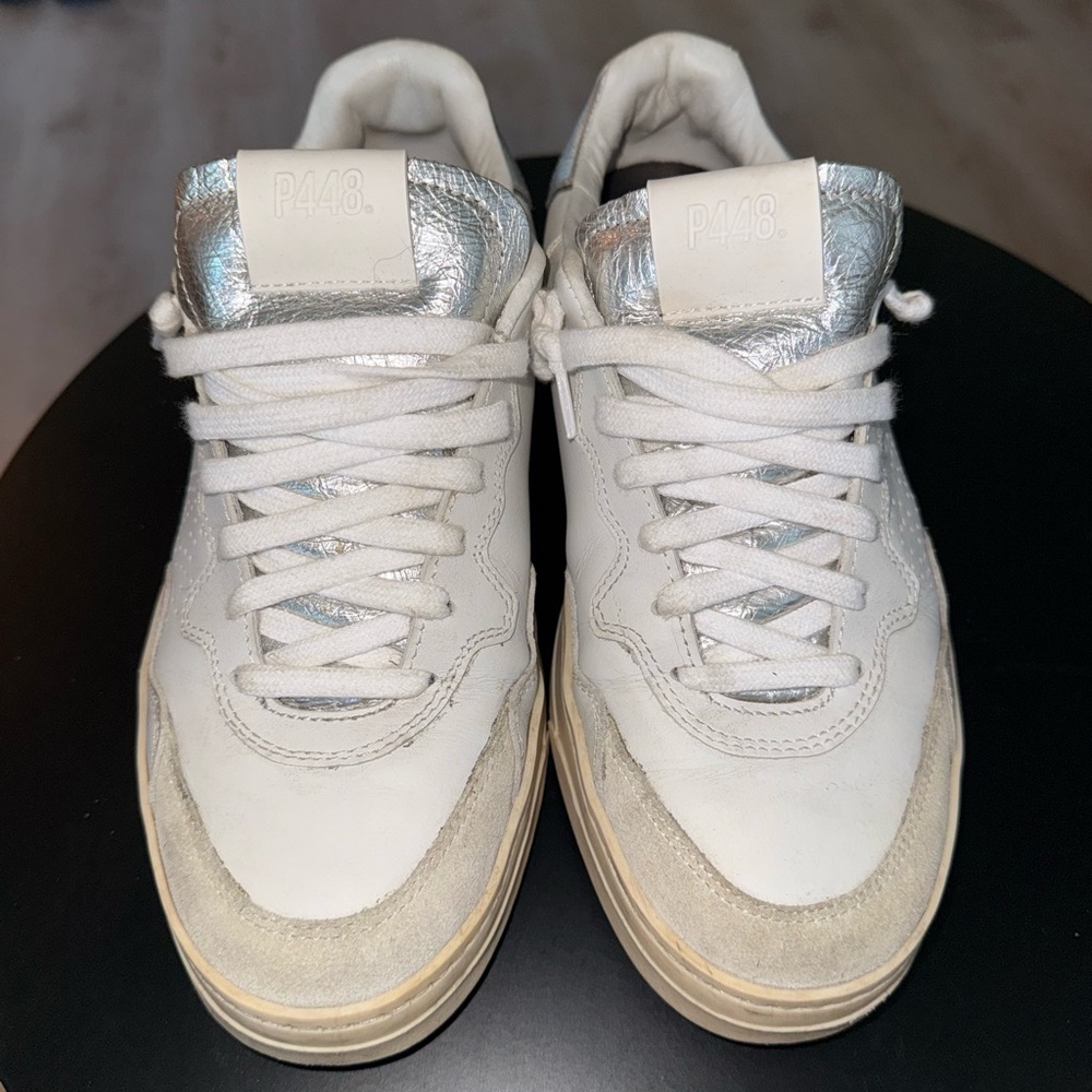 P448 White and Silver Sneakers